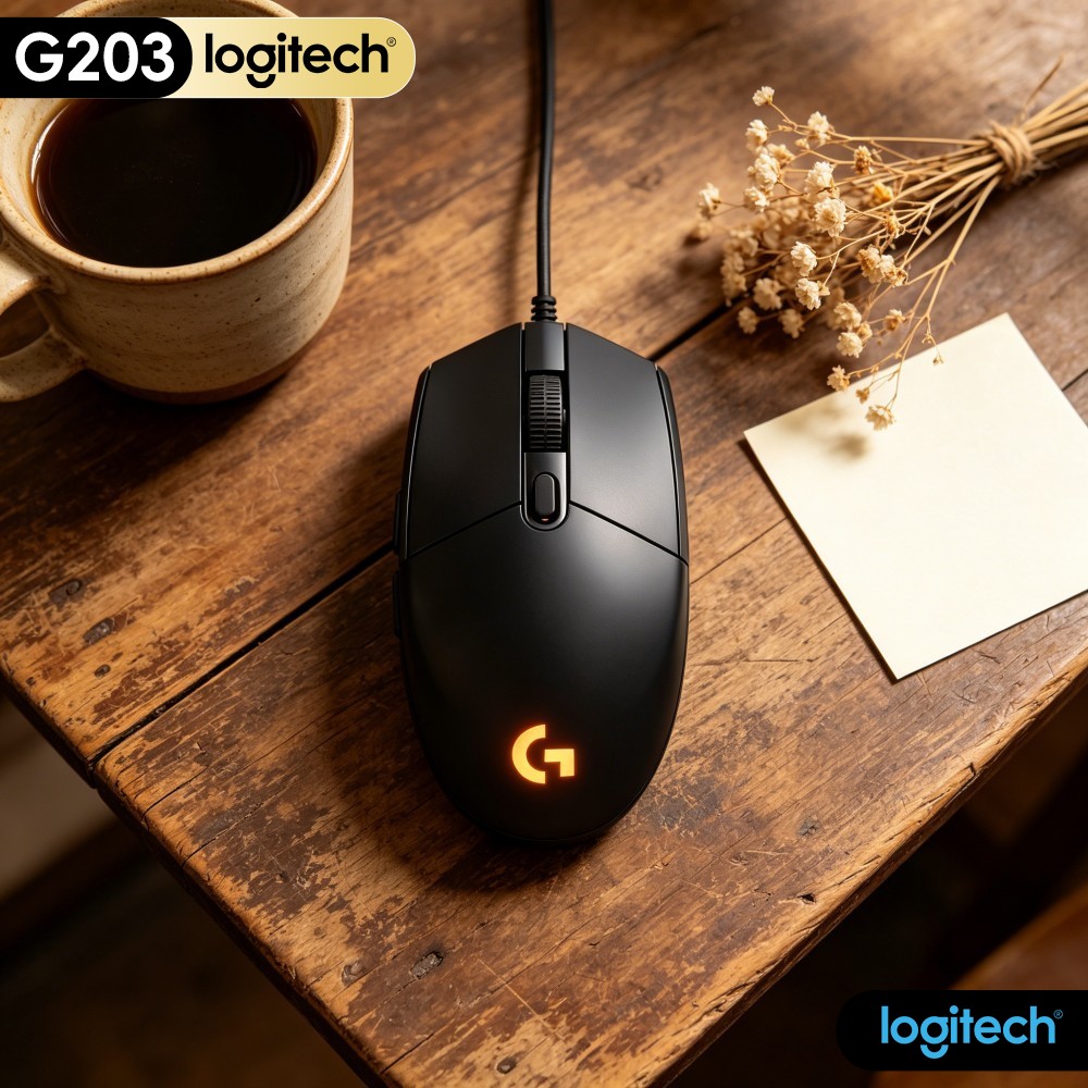 Logitech Mouse G203 - เมาส์เกมมิ่งแบบมีสาย Logitech G203 สำหรับอีสปอร์ต ปรับความไวได้ พร้อมไฟ