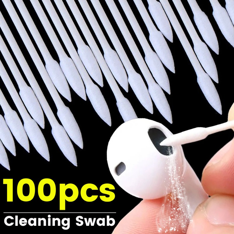 Laptop Accessories Cleaning Kit - สำลีเช็ดทำความสะอาดแบบใช้แล้วทิ้งสำหรับ iPhone iPad Samsung โทรศัพท์แท็บเล็ตที่ชาร์จพอร์ตหูฟังแล็ปท็อปฝุ่นหัวคู่แท่งผ้าฝ้าย