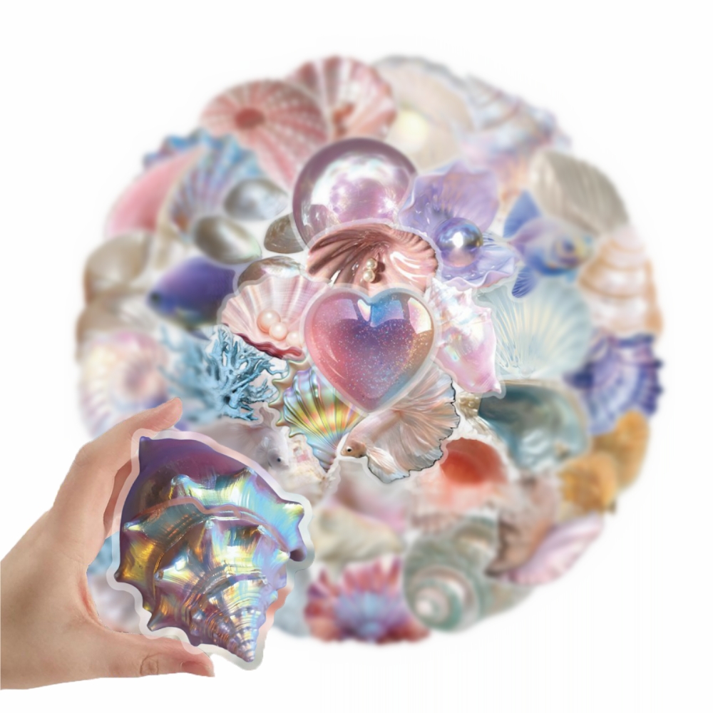 Laptop Accessories Aesthetic - 50pcs การ์ตูนสติกเกอร์ Graffiti Conch Pearl DIY