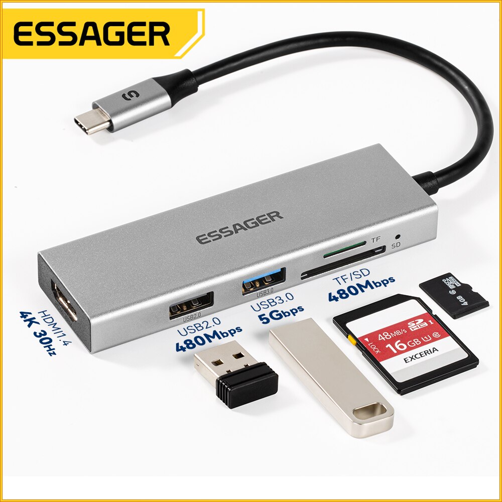 Essager 5 in 1 USB ฮับ C HDMI- - Usb C Docking Hub บทวิจารณ์และราคา