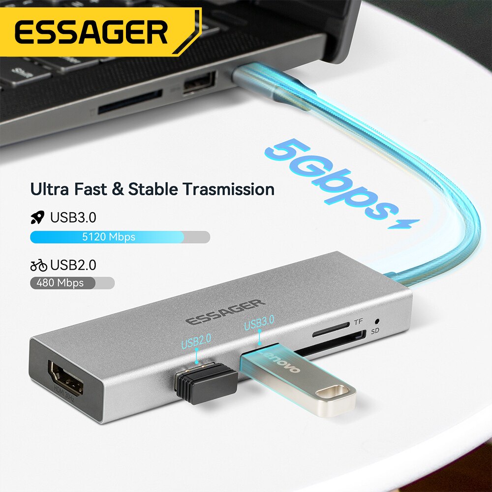 Essager 5 in 1 USB ฮับ C HDMI- - Usb C Docking Hub บทวิจารณ์และราคา