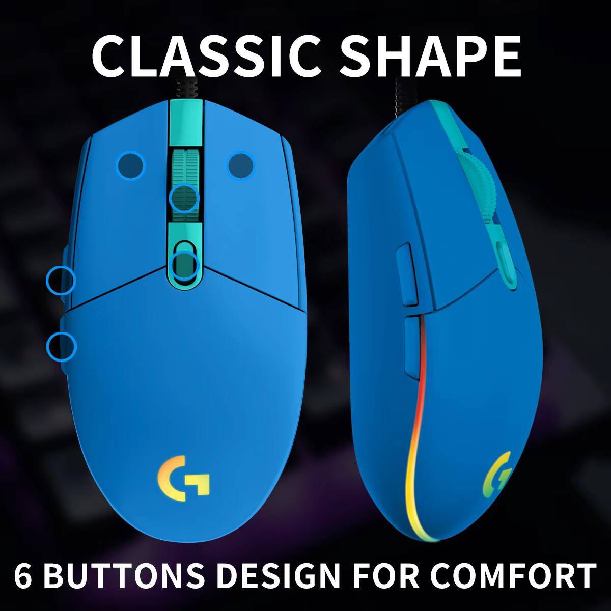 เมาส์เกมมิ่ง Logitech G203 LIG - Logitech Mouse G203 บทวิจารณ์และราคา